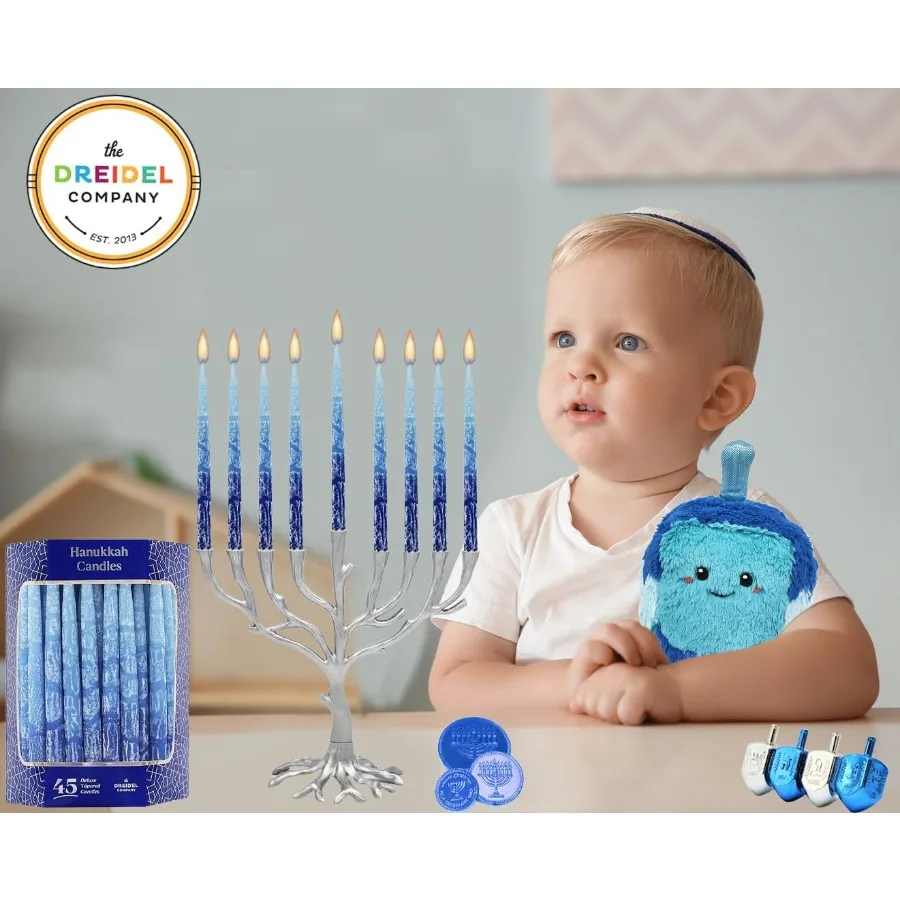 Candele di Hanukkah Candele affusolate deluxe satinate multi blu Hued Confezione singola per decorazioni natalizie e cerimonie religiose Ele