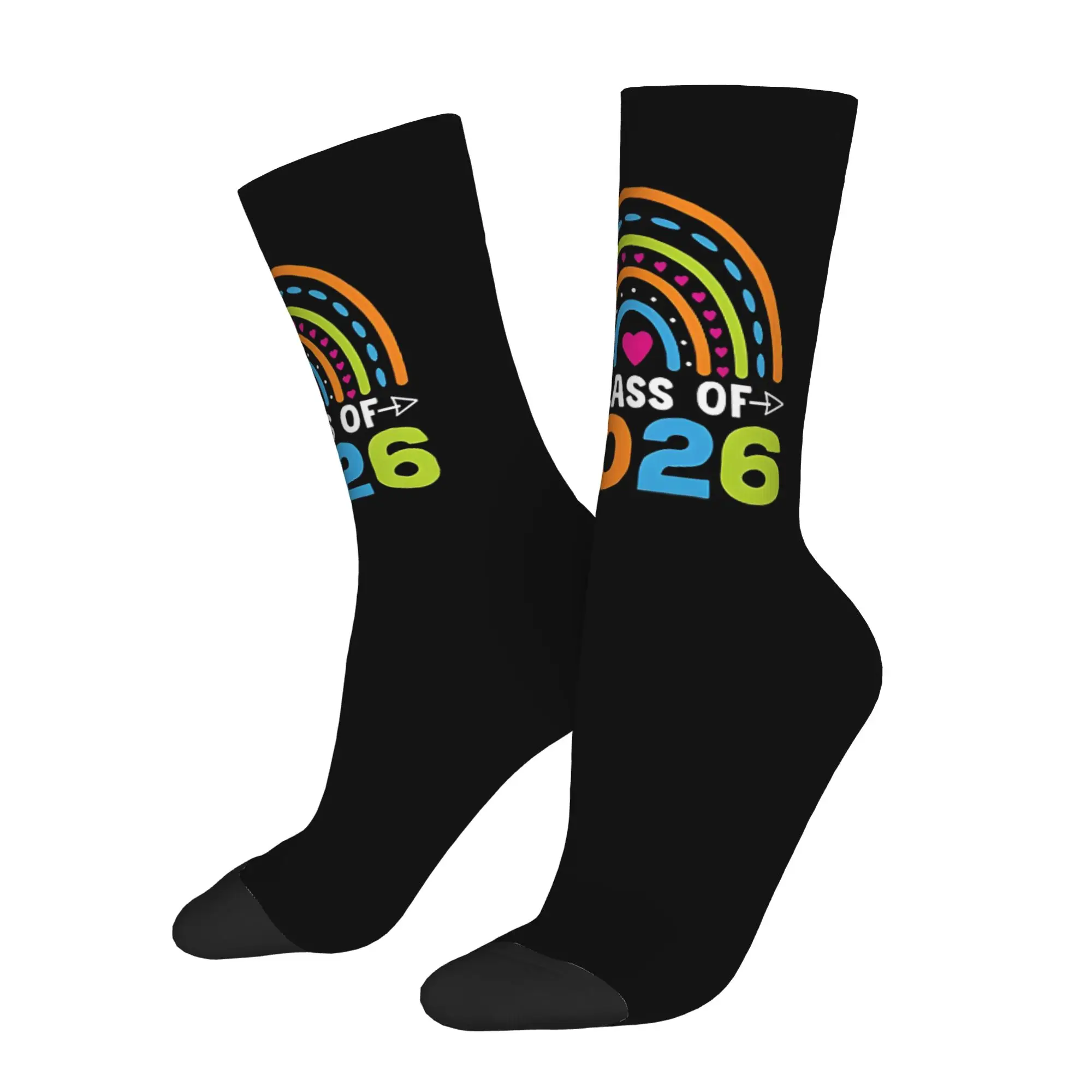 Funny Sock Graduation in 2026 Class Of 2026  Last Day Of School  College Senior Rock Printed Men Crew Socks Novelty Men's Socks