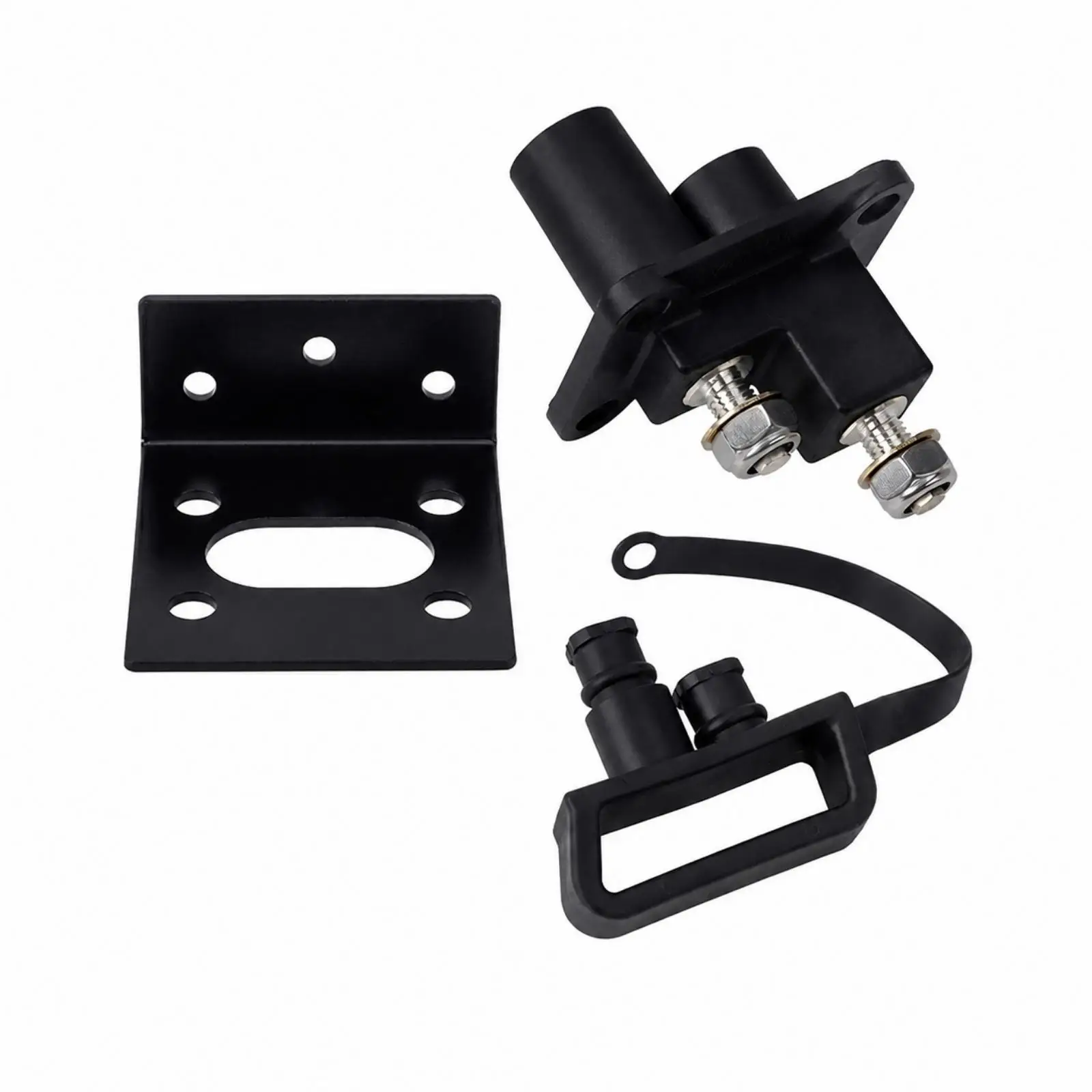 Remote Battery Terminal Connector for General Vehicle Use with Mounting Holes and Attached Strap