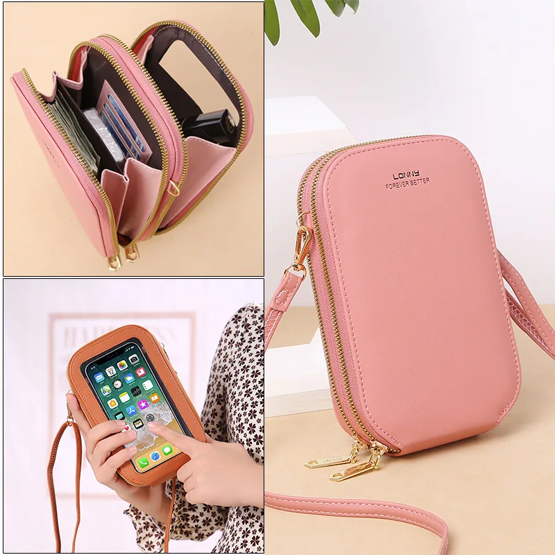 Female Wallet Clutch Crossbody Bags for Women Touch Screen CellPhone Bag Lady Coin Purse Card Holder Messenger Shoulder Handbag