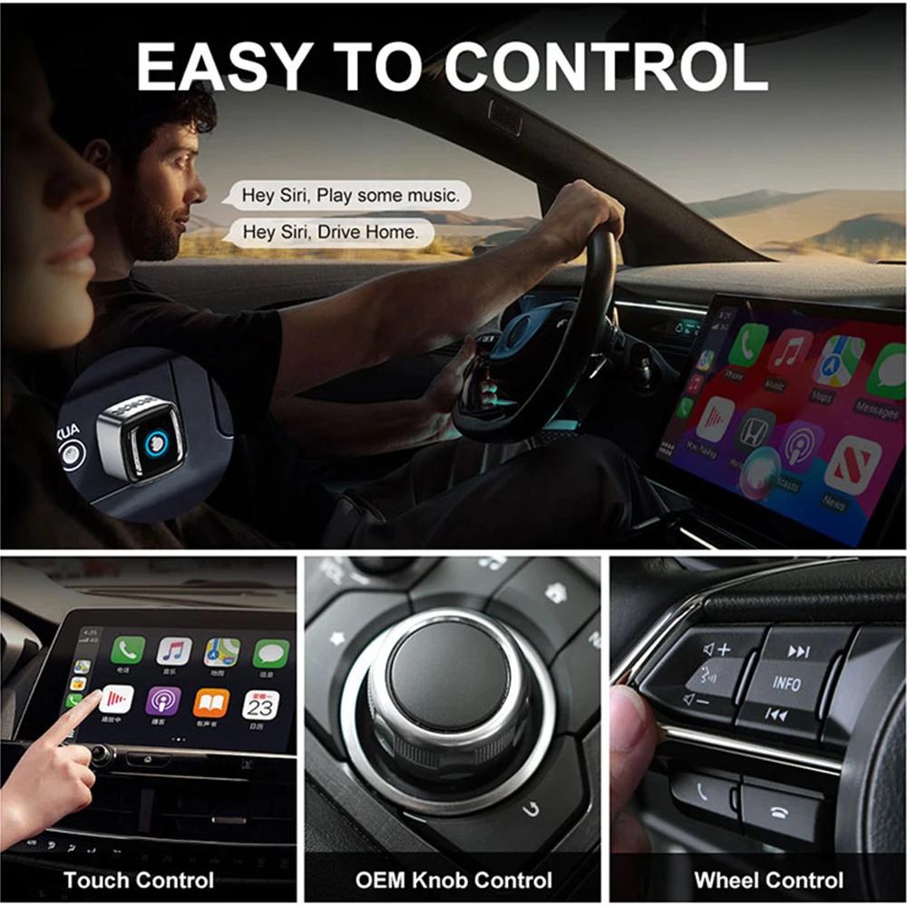 Wooboobox Wireless Android Auto CarPlay Play Adapter USB Plug Car AI Box WiFi Bluetooth For Mazda Button Toggle iPhone B5 view 4