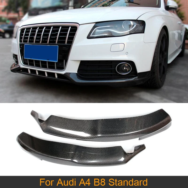 Carbon Fiber Front Bumper Lip Side Splitters For Audi A4 B8 Standard 2009 - 2012 Non Sline Car Front Bumper Lip Splitters