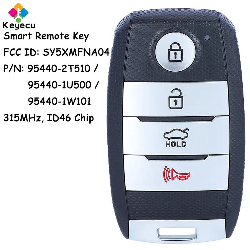 KEYECU Smart Remote Control Car Key With 4 Buttons 315MHz ID46 Chip for KIA Optima Rio 2014-2017 Fob 95440-2T510 / 1U500 / 1W101