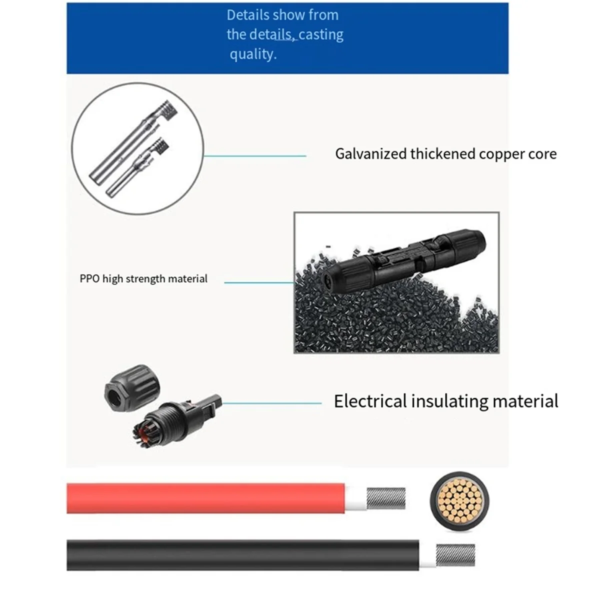 2M 12AWG- Solar Extension Cable,Solar Panel Extension Cable with Female and Male Connector(Red+Black Cable)