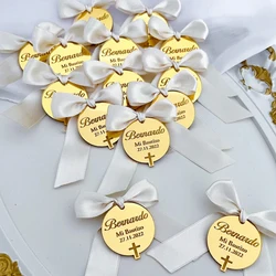 50Pcs Personalized Tag Baptism Decoration Baby Show Wedding Table Card Engraved Customized Baby Baptism Favors Communion