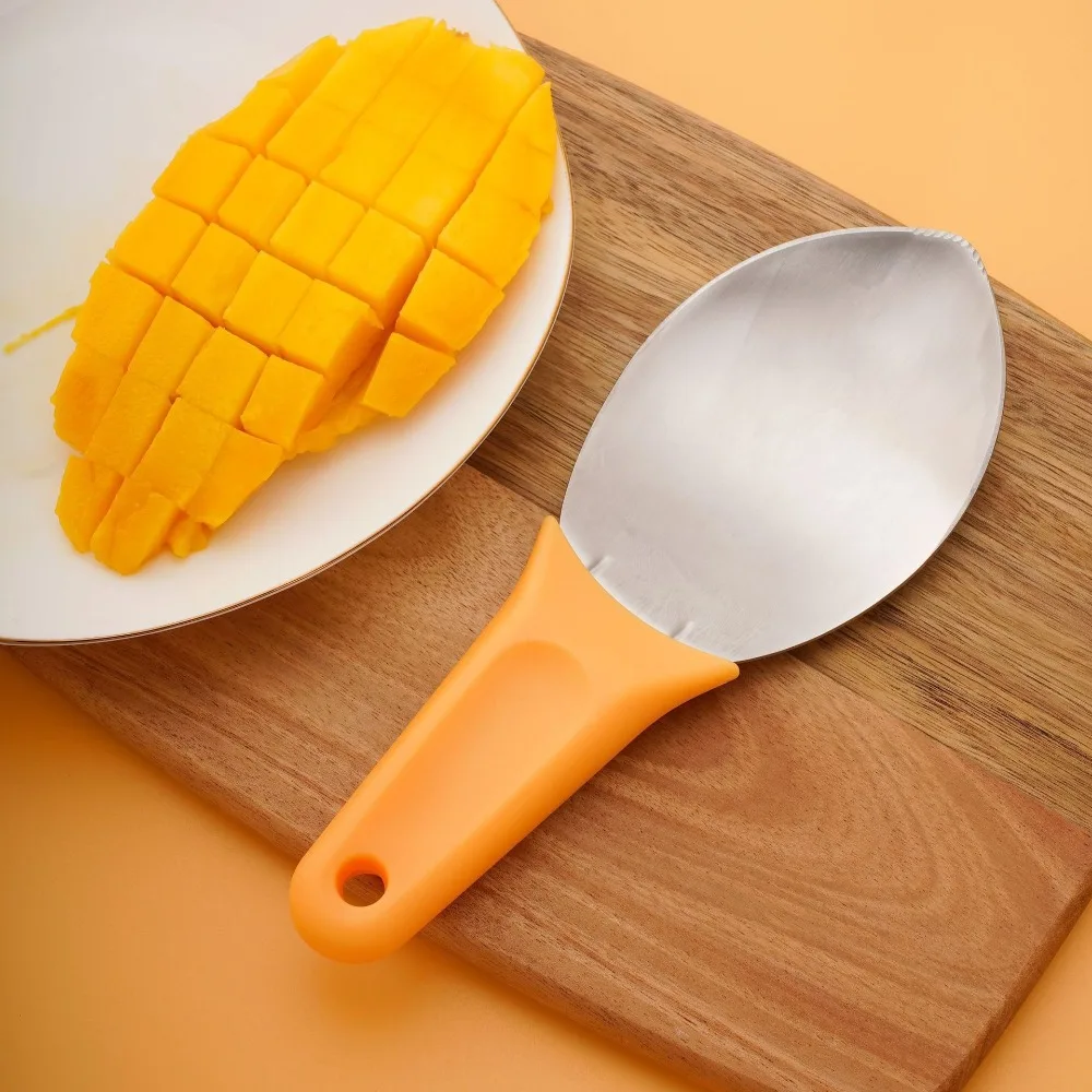 Set of Two Stainless Steel Mango Peelers, Handy Kitchen Tools, Efficient Portable Mango Slicer, Versatile Fruit Peeling Spoon
