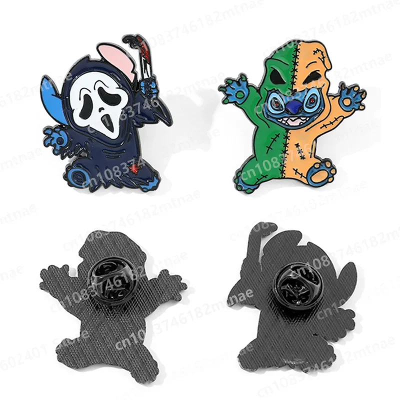 

Disney Cartoon Kawaii Halloween Skull Brooch Stitch Scream Metal Badge Kids Creative Pin Cosplay Accessories Children's Toys