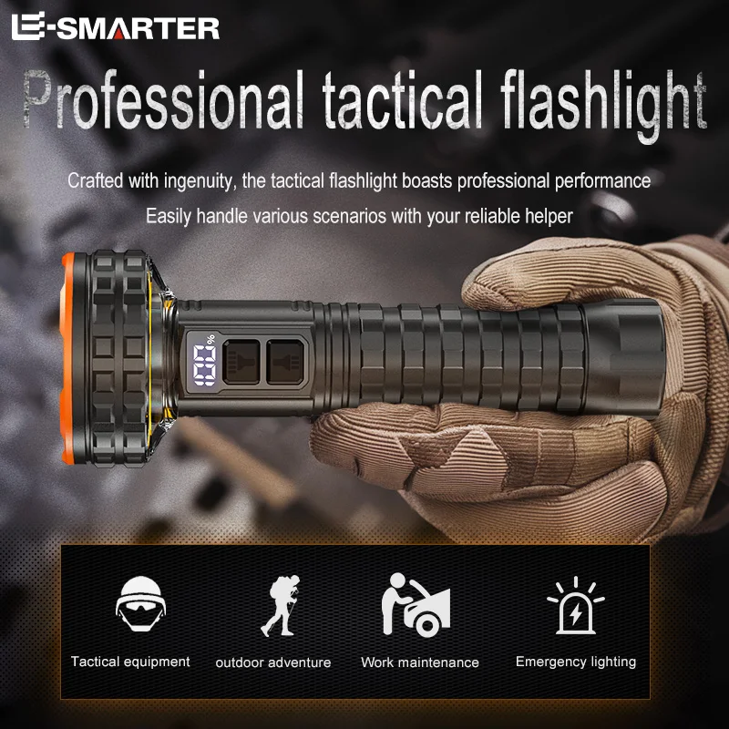 Magnetic Highlight Powerful LED Flashlight With USB Rechargeable High Power Bright Torch Light Portable Tactical Camping Lantern