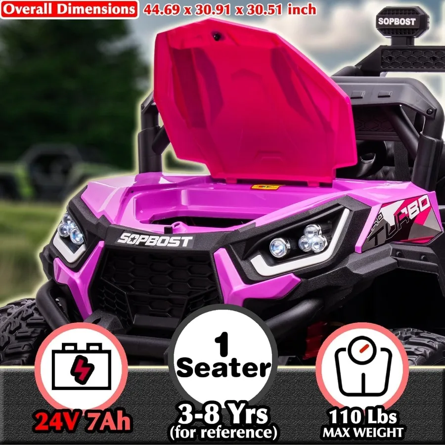 24Vプレミアム4x4乗用玩具UTV（子供用）、リモコン付き、電動オフロードトラック、EVAゴムタイヤ、2WD/4WD切り替え、音楽機能付き