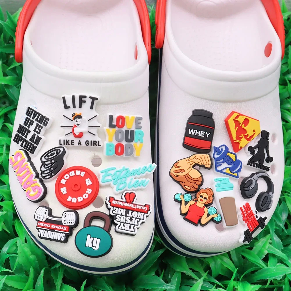 1-19 Stück Fitness-Muskel-Hanteln Schuhschmuck für Sportschuhe, Garten-Schuh-Charms für Männer und Frauen, Urlaubsgeschenk – Detail 2