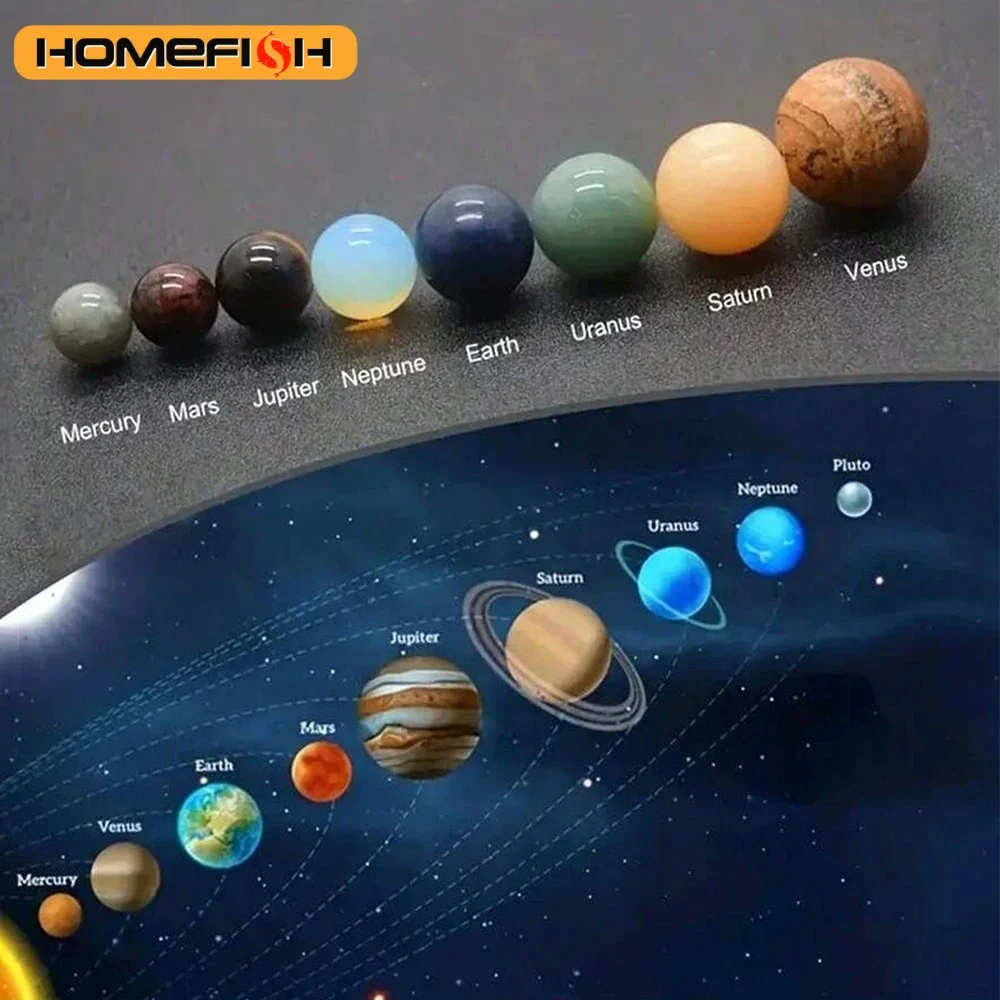 Solar System Natural Crystal Gemstones Set 9 Planets Sphere Ball Stone Galaxy Model Ornaments Gift Home Office Decor image 4