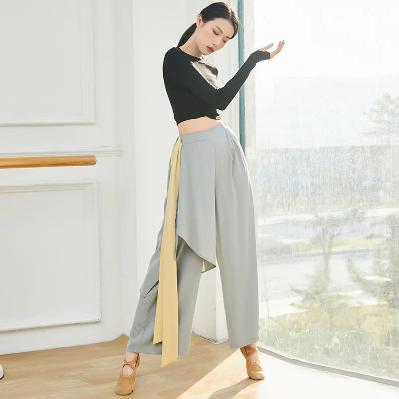 

Брюки для современных танцев, женские свободные и элегантные широкие брюки, одежда для классических танцев, одежда для джазовых танцев