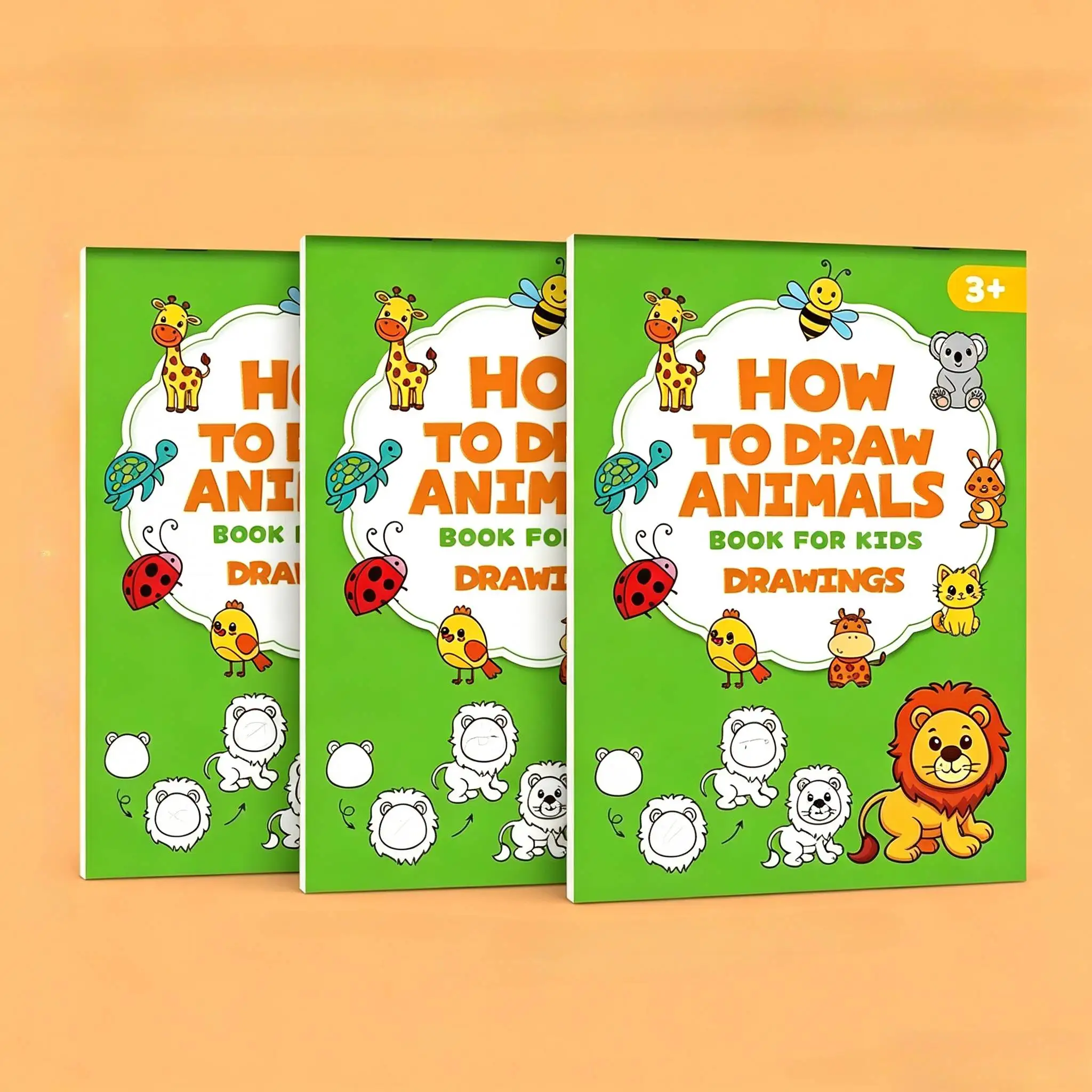 1/2PCS How To Draw Animals Book for Kids 32 Pages Drawing Coloring Book Complete Painting in 4 Steps 96 Cute Animal Characters