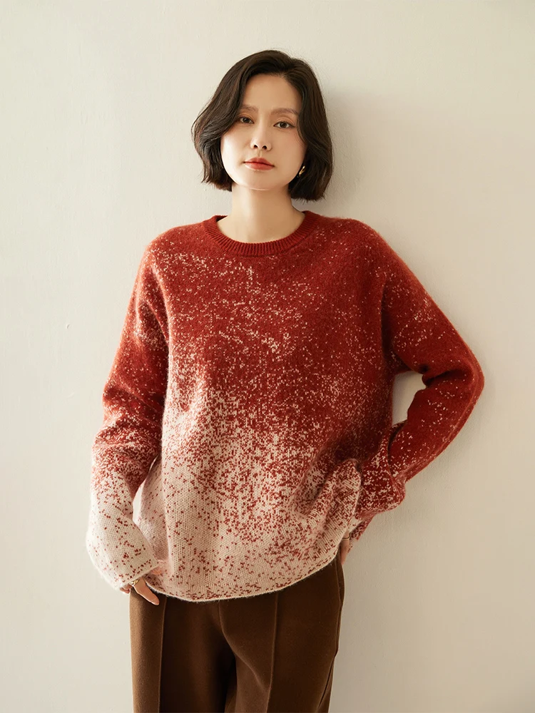 

Women 100% Cashmere Sweater O-neck Pullover Loose Simple Style Cashmere Knitwear Autumn Winter High Quality Clothing Tops