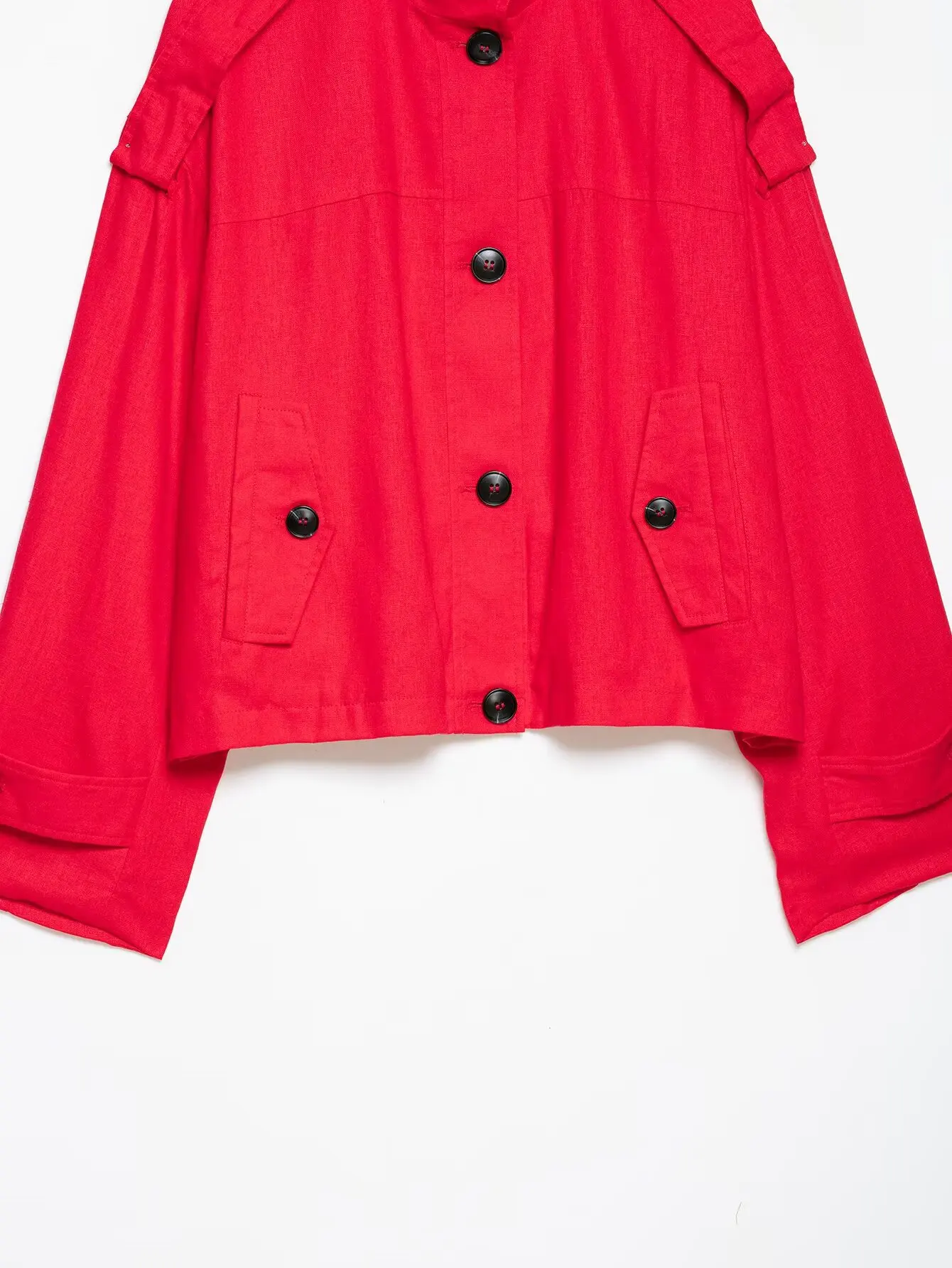 HH Damen Elegante Kurze Utility-Jacke Stehkragen Knopfdetail Oberbekleidung Frühling Herbst Business Casual & Büro Festliche Kleidung – Detail 7
