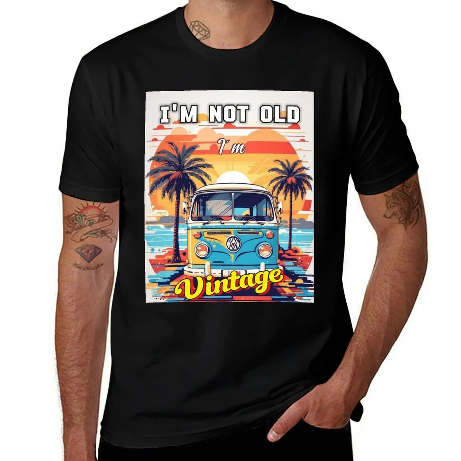 

I'm not old, I'm vintage humor T-Shirt shirts graphic tee sports fans customs design your own mens funny t shirts