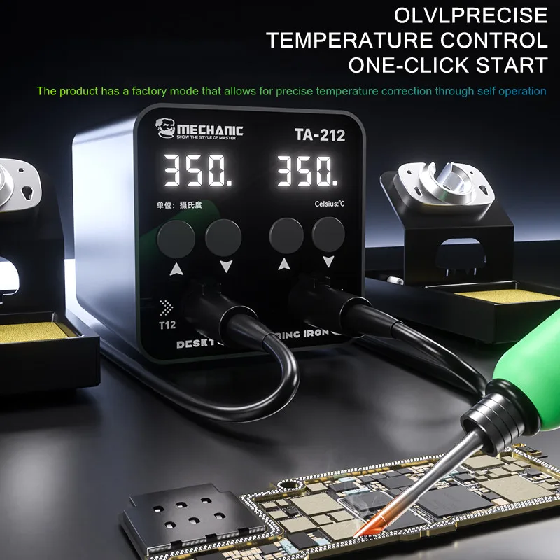 

MECHANIC TA-212 Soldering Station Compatible Soldering Iron Tip 210/T12 Handle Control Temperature Repair Welding Rework Station