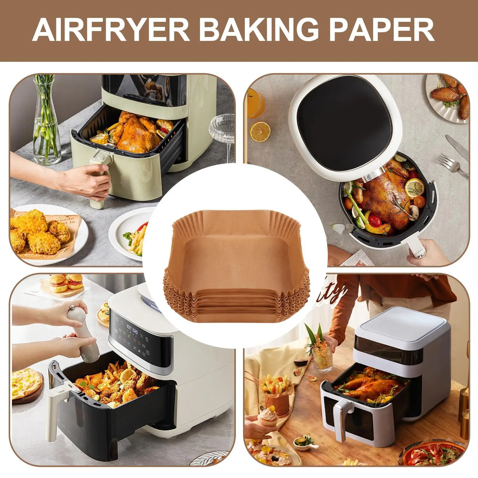 

Вкладыши для фритюрниц, 100 шт., аксессуары с антипригарным покрытием, вкладыши из пергаментной бумаги для фритюрниц, пароварки, жарки, хранения еды, дома