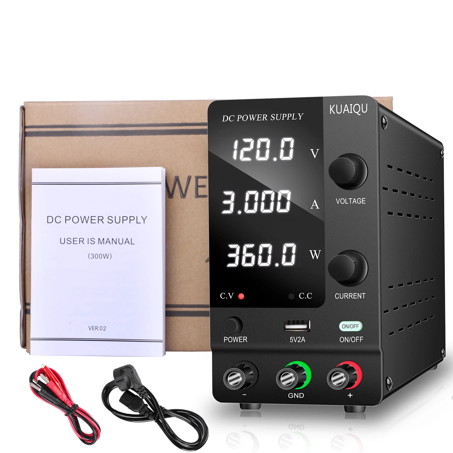 KUAIQU SPPS-C1203 360W Titanium Anodizing DC Switching Power Supply 120V 3A Encoder Adjustment Laboratory Bench Power Source