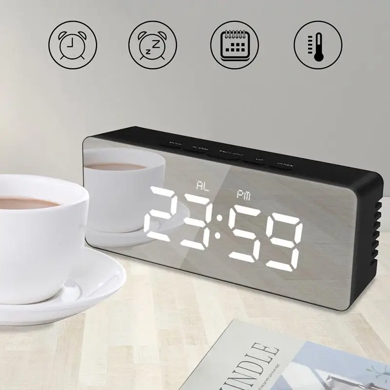 Latest Digital Alarm Clock LED Electronic Desktop Clock With Temperature For Bedroom Home Office Teens Kids