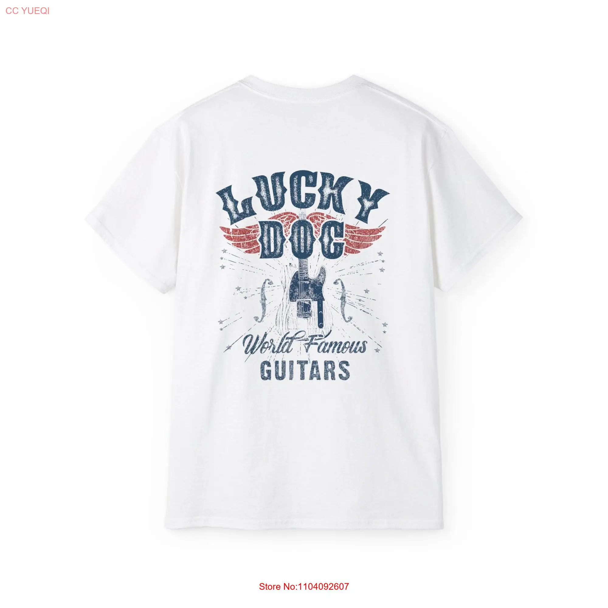 Lucky Dog Guitars World Famous T shirt Retro Vintage Country Music Outlaw USA stars Biker Guitar long or short sleeves