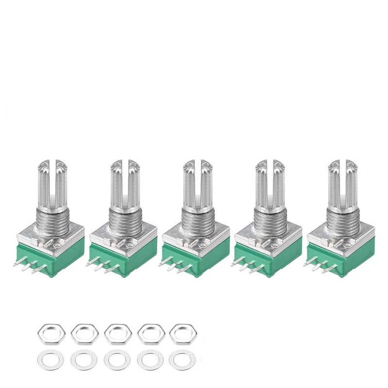 

5PCS RK097N Potentiometer RK097 B1K 5K 10K 20K 50K 100K 500K 15mm Shaft 3Pin Audio Shaft Amplifier Sealing Potentiometers