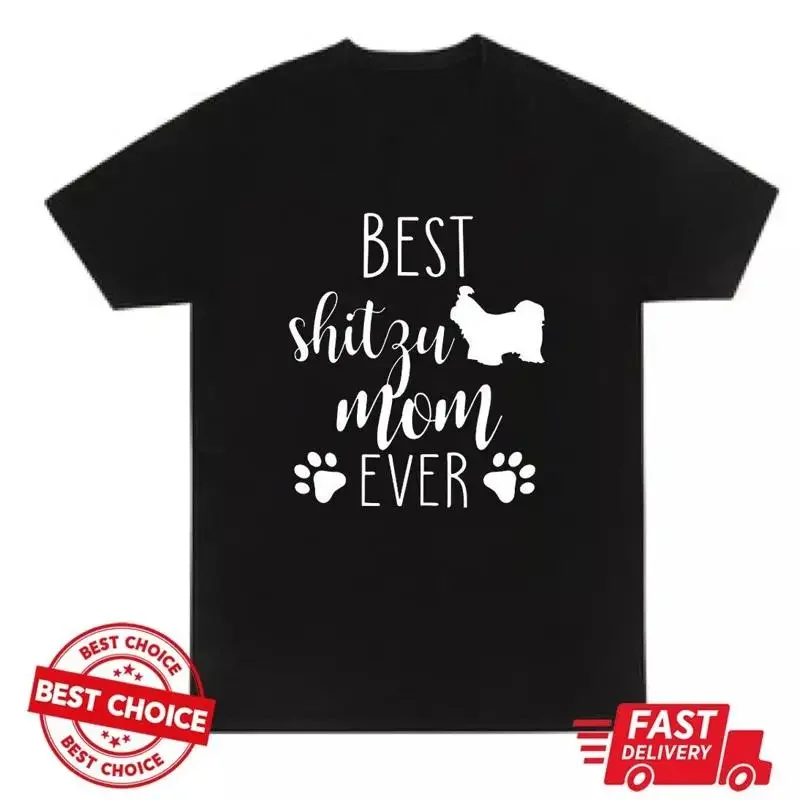 Camiseta Best Shitzu Mom Ever para mamá feliz, color negro