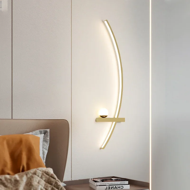 Nordic LED Wall Lamps Minimalist Lines Decorative Wall Sconces Bedroom Living Room Corridor Modern Aesthetic Lighting Luminaires