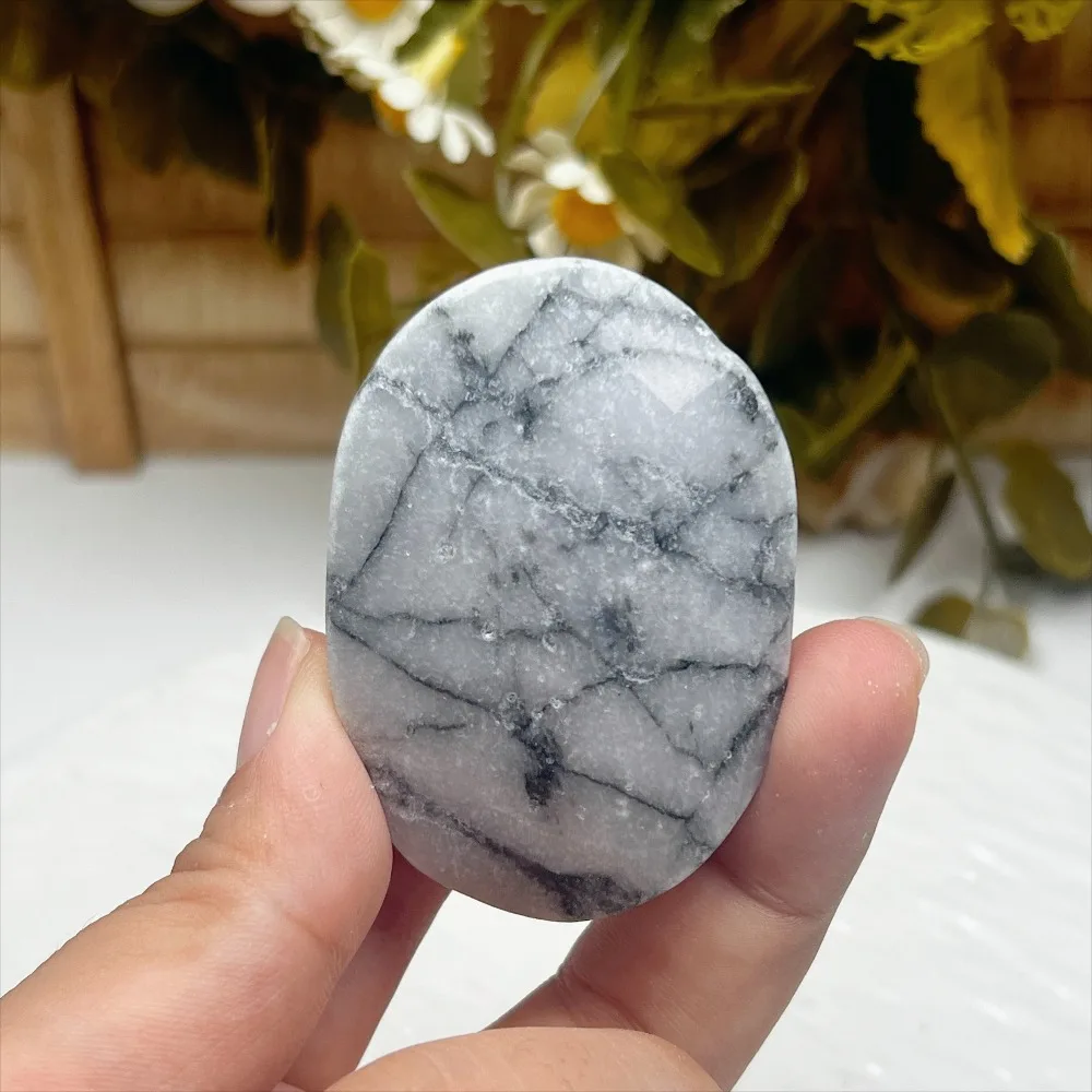 1Pc 50-100g Pinolite Palm Stone Crystal Delivery Patterned Jasper Worry Stone Decor, Holiday Gifts