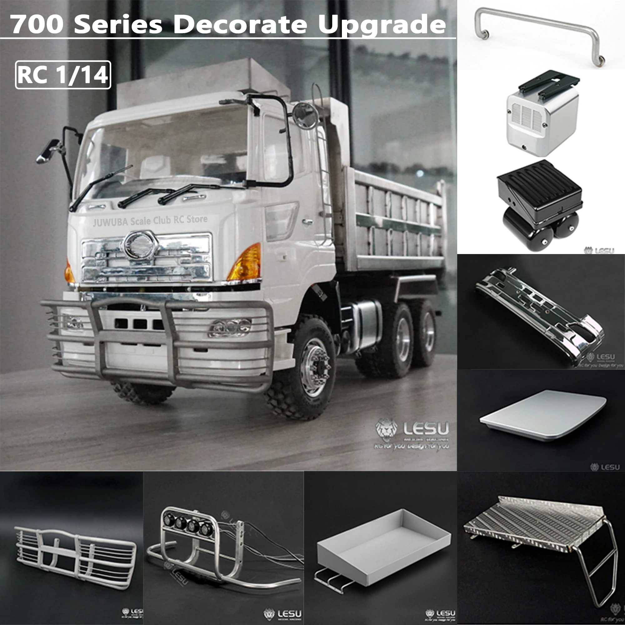 RC-Truck 700 Serie Metall-Upgrade-Dekorationsteile für 1/14 Tamiya Hino RC-Truck Hino 700 Modellautos DIY 1/14 RC-Zubehör Spielzeug