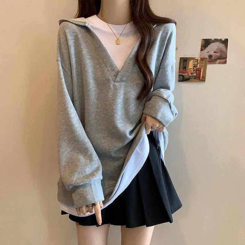 Women Clothing Fashion Casual Hooded Top Tee Spring Autumn Elegant Long Sleeve Pullover Ladies Solid Youthful Wind T-shirt