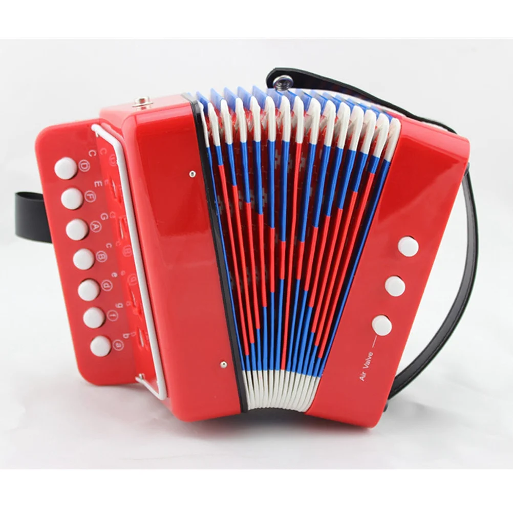 Strumento musicale a fisarmonica rossa Design a sette pulsanti Dieci tasti Tastiera musicale per lo sviluppo educativo in ABS durevole