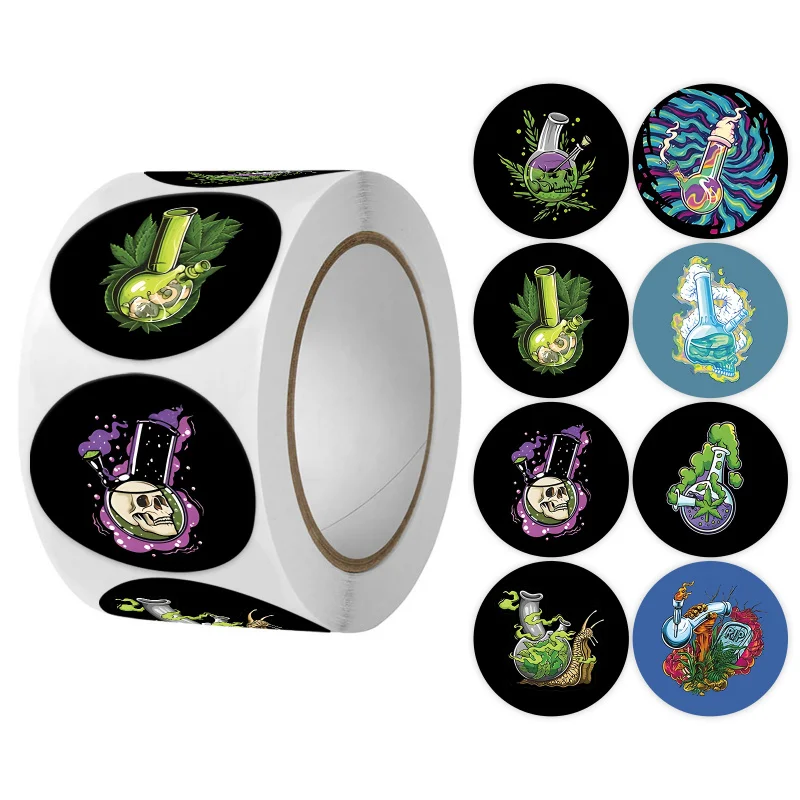 Custom.-Border Adhesive Round 3. 8cm1.5inch Label Sticker 500 Sheets 1 Roll Packaging Tape Sealing Paste