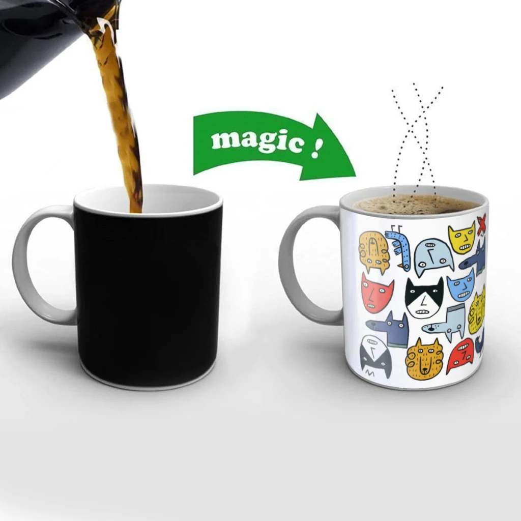 

Animals Creativity Change Color Chang mug Ceramic mug Hot Coffee Cup Breakfast Cup Mug Friend Gift