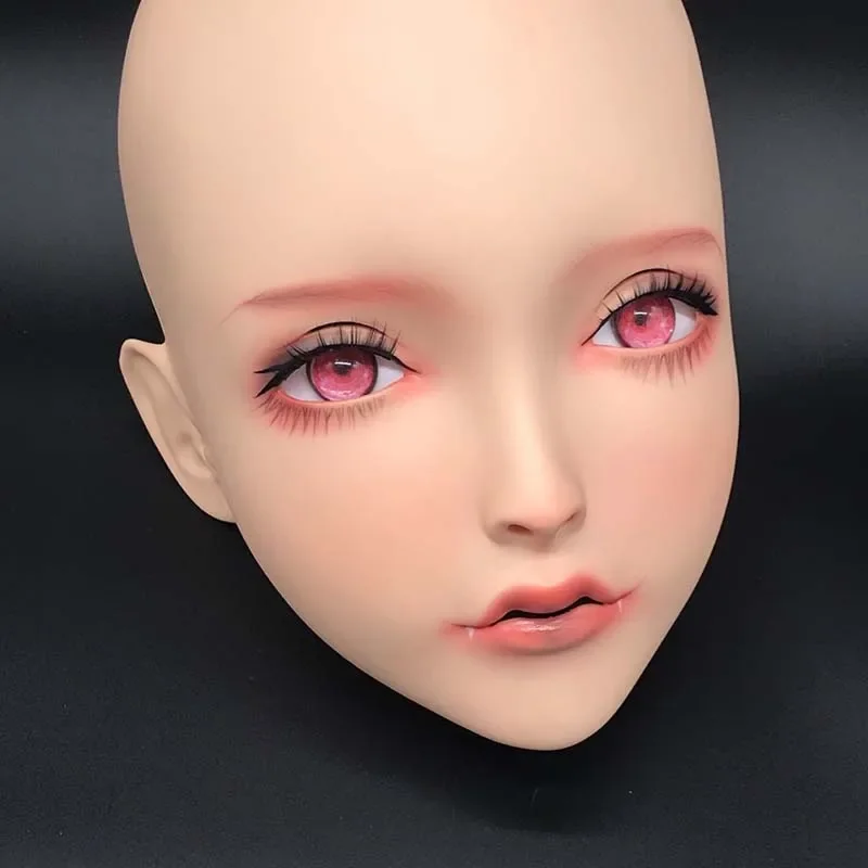 (LiLi Mask-19) Sweet Girl Resin Half Head Customize Cosplay Japanese Role Play Anime Silicone Kigurumi Mask Crossdresser Doll