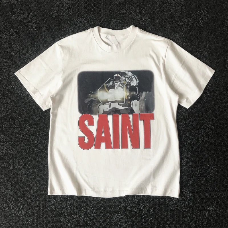 

SAINT OF MICHAEL Fashion Best Quality Streetwear Astronaut Graphics Tee Vintage Clothing Loose Oversized T Shirt Tops Men