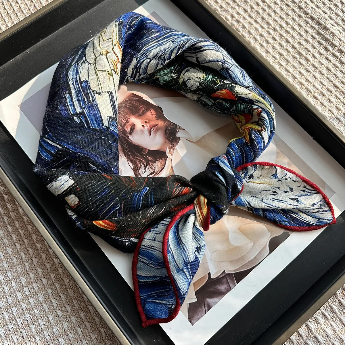 

65 см 30% шелк, 70% шерсть, стиль живописи маслом, двусторонний шарф с принтом, женская теплая квадратная шаль, повязка на голову, хиджаб, шарфы-пончо