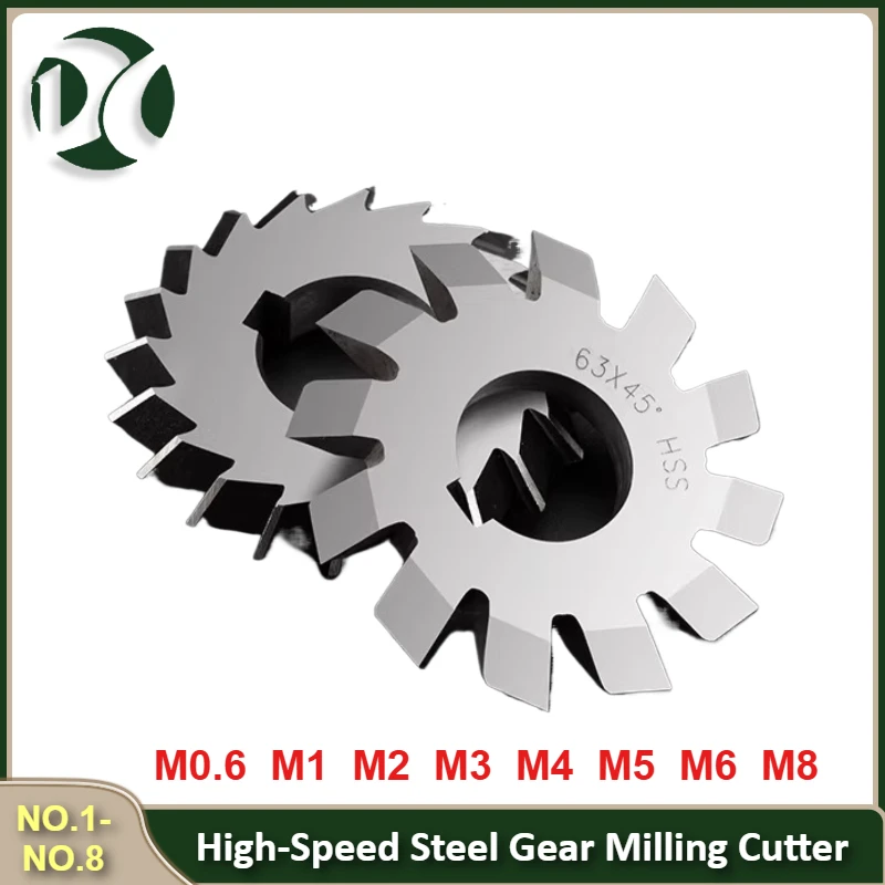 

High-Speed Steel Gear Milling Cutter, Module Types M0.6 M1 M2 M3 M4 M5 M6 M8, Disc Straight-Tooth Gear Hob