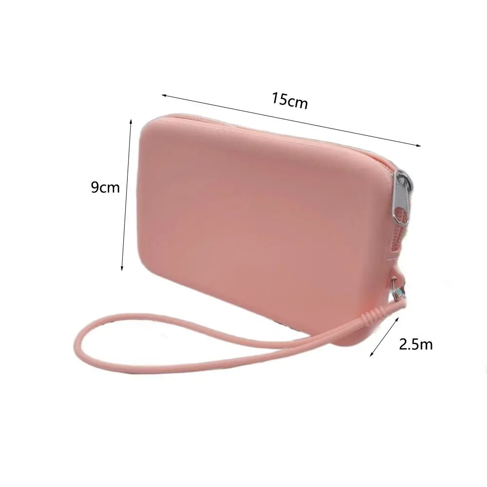 Bolsa cosmética de silicone retangular portátil para mulheres Alta capacidade Monocromática Coin Purse, Saco de auscultadores, Saco de artigo