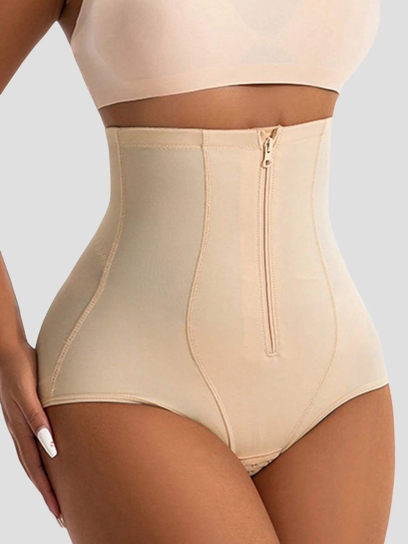 Women's Slimming Control Panties with Zipper Front Closure Hip Lifter Briefs for Shapewear