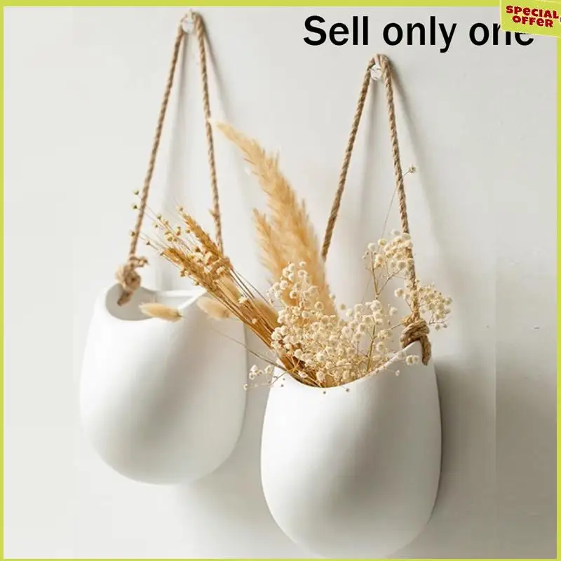 

A34R Simple Nordic Home Decor Accessories Hanging Vase Room Wall Vase Pendant Craft Wall-Mounted Hydroponic Vase A Durab