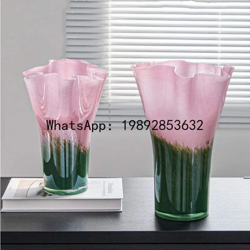 

Glass Vase Pink Gradient Glass Bottle Hydroponics Terrarium Flower Arrangement Accessories Flowerpot Home Decoration
