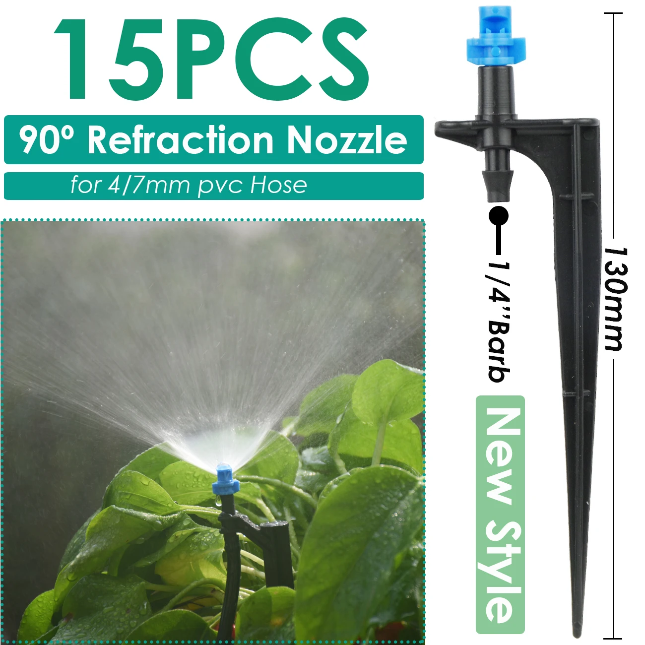 KESLA 15PCS Garden Watering Drip Irrigation Sprinkler Misting Nozzle on Stake Dripper Inserting ground fit 4/7mm Hose Greenhouse