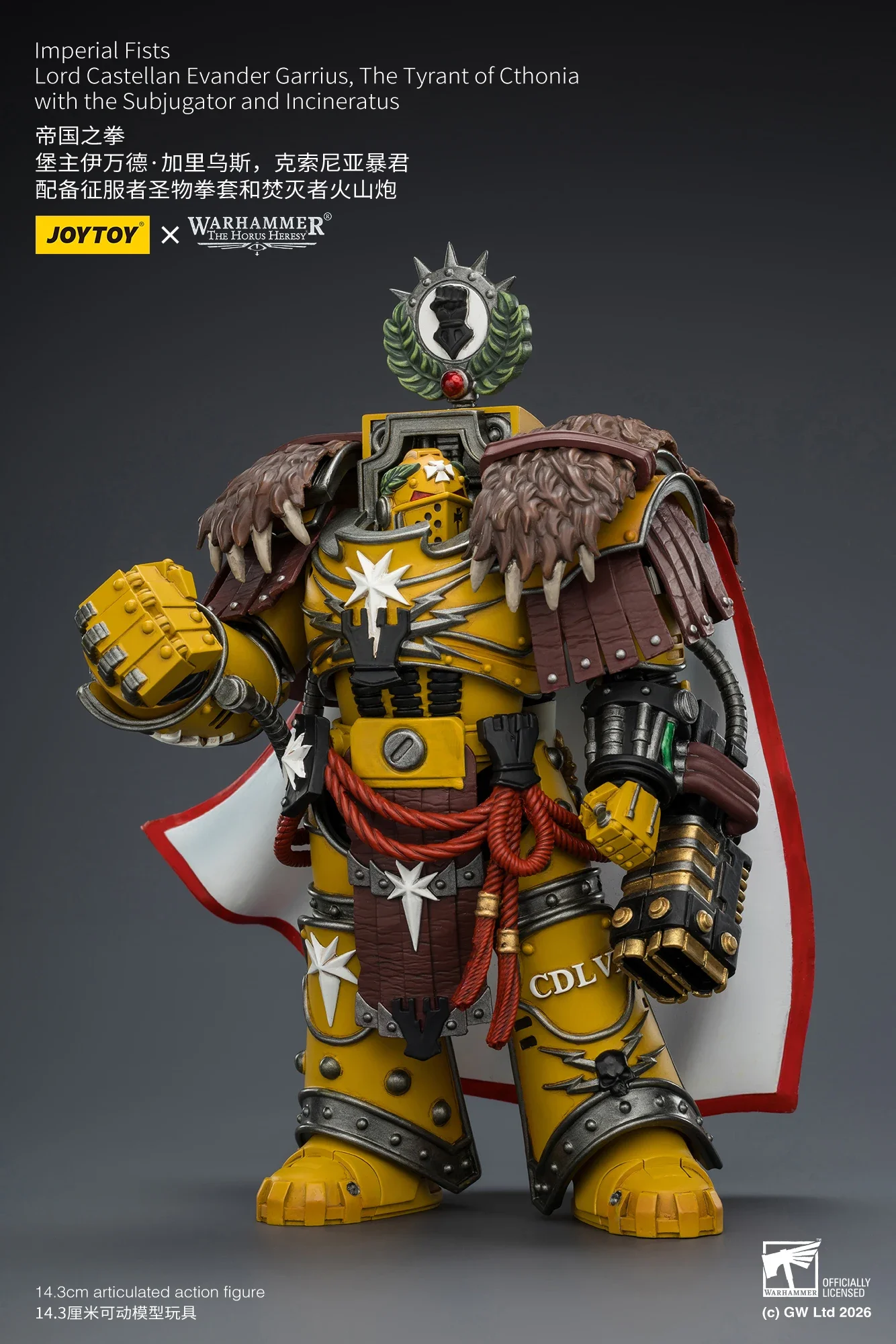 【In Stock】H14.3cm   The Horus Heresy Imperial Fists Lord Castellan Evander Garrius Tyrant of Cthonia