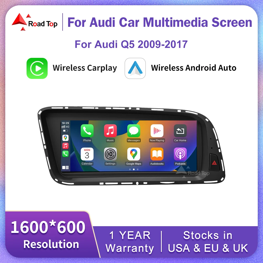 Linux Car Multimedia Radio Touch Screen For Audi Q5 2009-2017 With Wireless CarPlay Android Auto Airplay Miracast Function