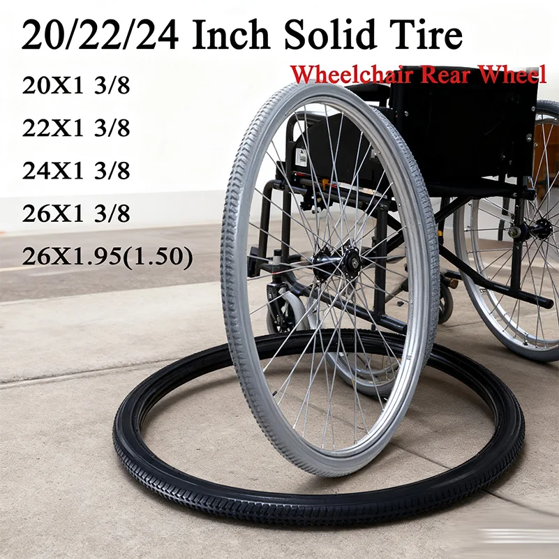 

New 20x1 3/8 22X1 3 24X1 3/8 Solid Tires Suitable For Mountain Bikes, Manual Wheelchair Rear Tire Replacement