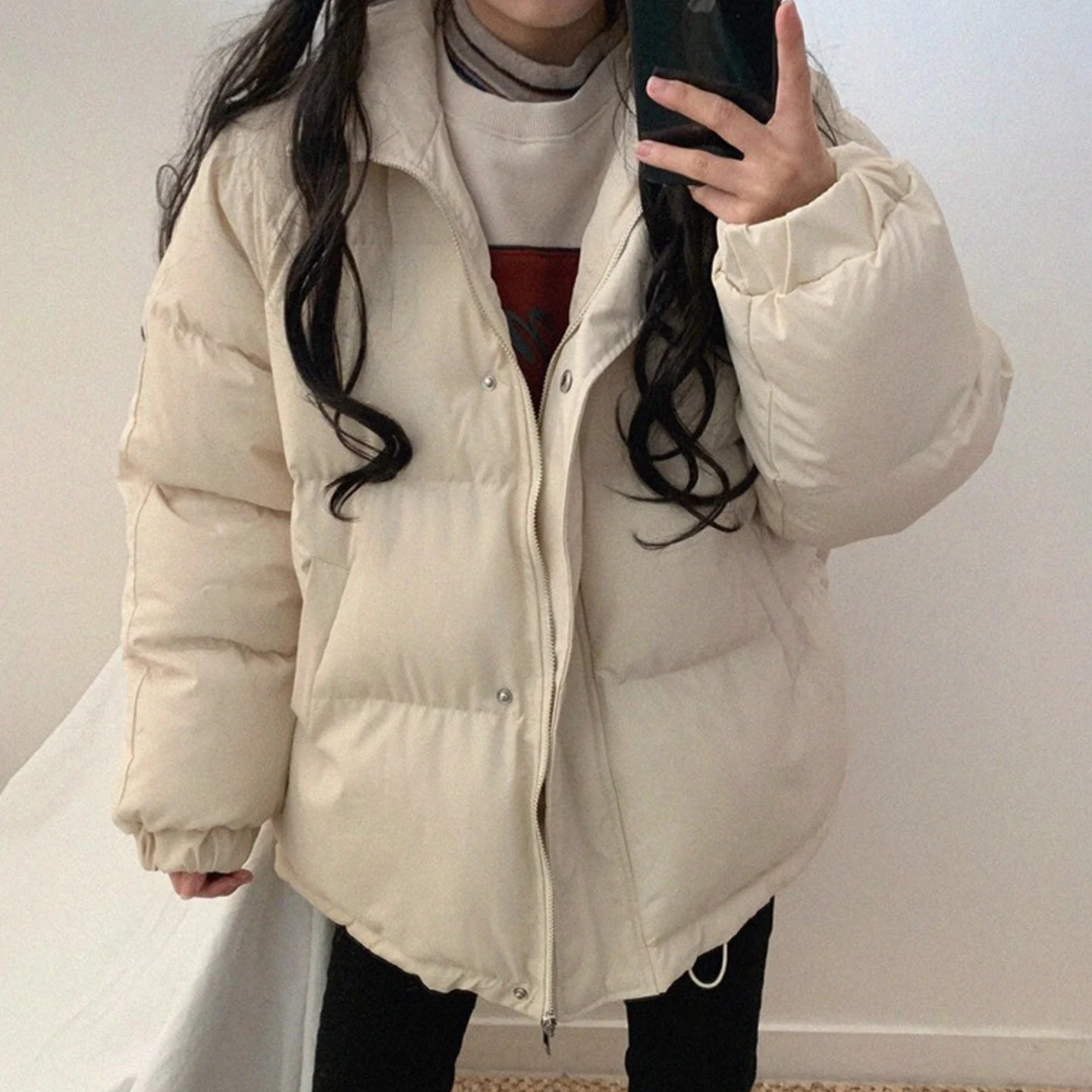 

Коврик в стиле ретро с воротником-стойкой, хлопковый джет для хлеба, женский зимний новый универсальный топ на молнии, корейский свободный крой