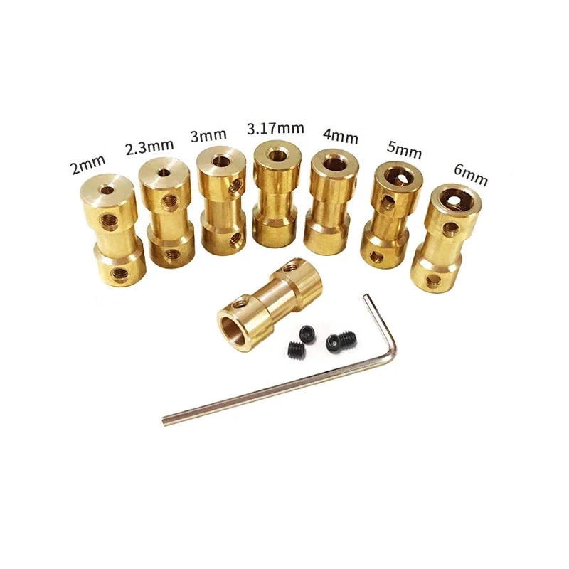2Pcs Brass Rigid Motor Shaft Coupling Coupler Motor Transmission Connector For RC Boat/Car 2/2.3/3/3.17/4/5/6mm