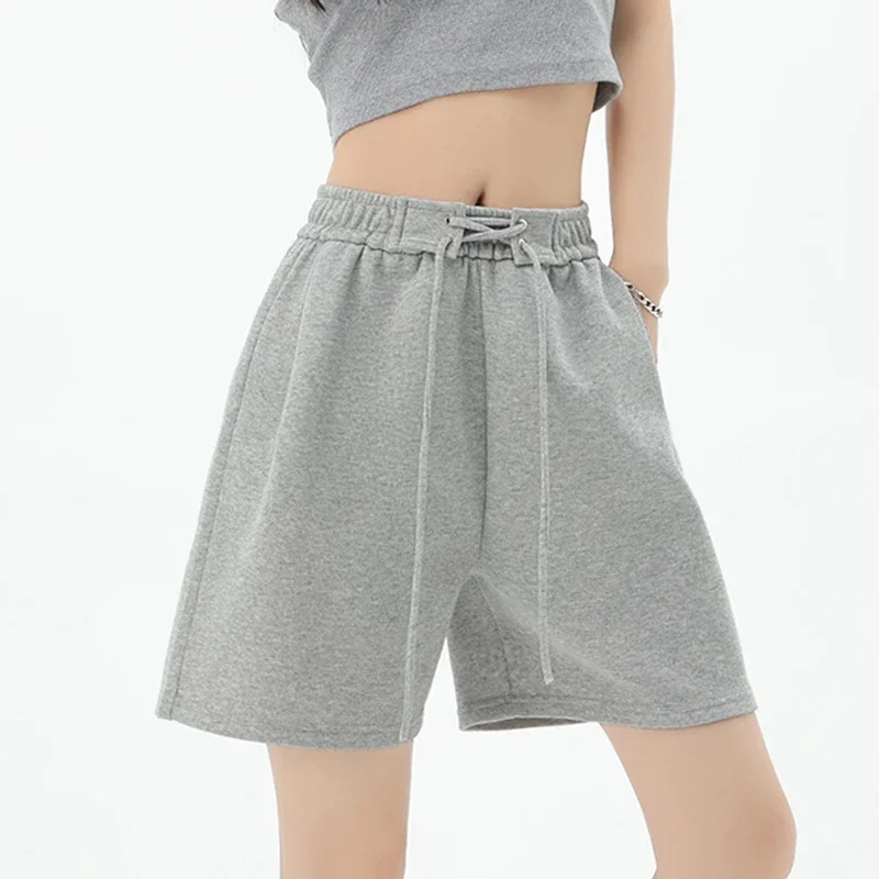 عادية فضفاض واسعة الساق السراويل الرياضية النساء 2025 في الهواء الطلق عالية الخصر مستقيم سراويل قصيرة امرأة مرونة الخصر رياضة التنس السراويل #2