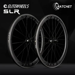 ELITEWHEELS SLR 700c 로드 카본 휠셋, 3K 트윌 브레이크 표면 래칫 시스템, 36T 스트레이트 풀 허브 클린처 튜브리스 림